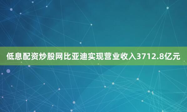 低息配资炒股网比亚迪实现营业收入3712.8亿元